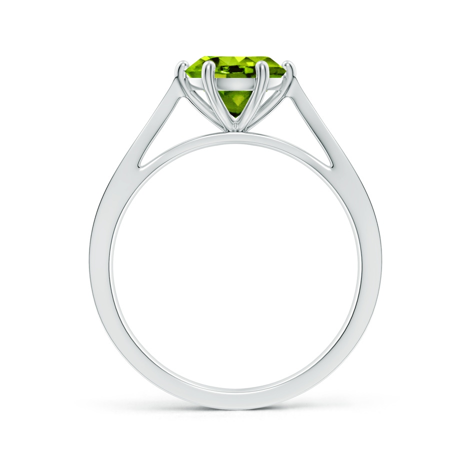 7mm AAAA Tapered Shank Peridot Solitaire Ring with Diamonds in P950 Platinum side-1