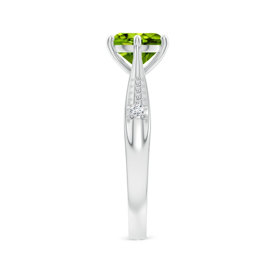 7mm AAAA Tapered Shank Peridot Solitaire Ring with Diamonds in P950 Platinum side-2