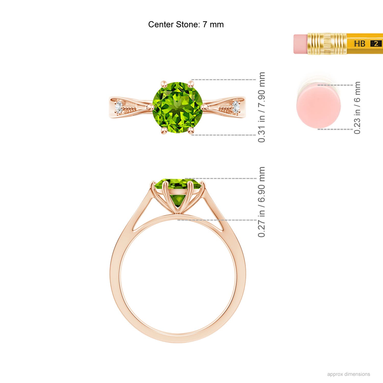 AAAA - Peridot / 1.43 CT / 14 KT Rose Gold