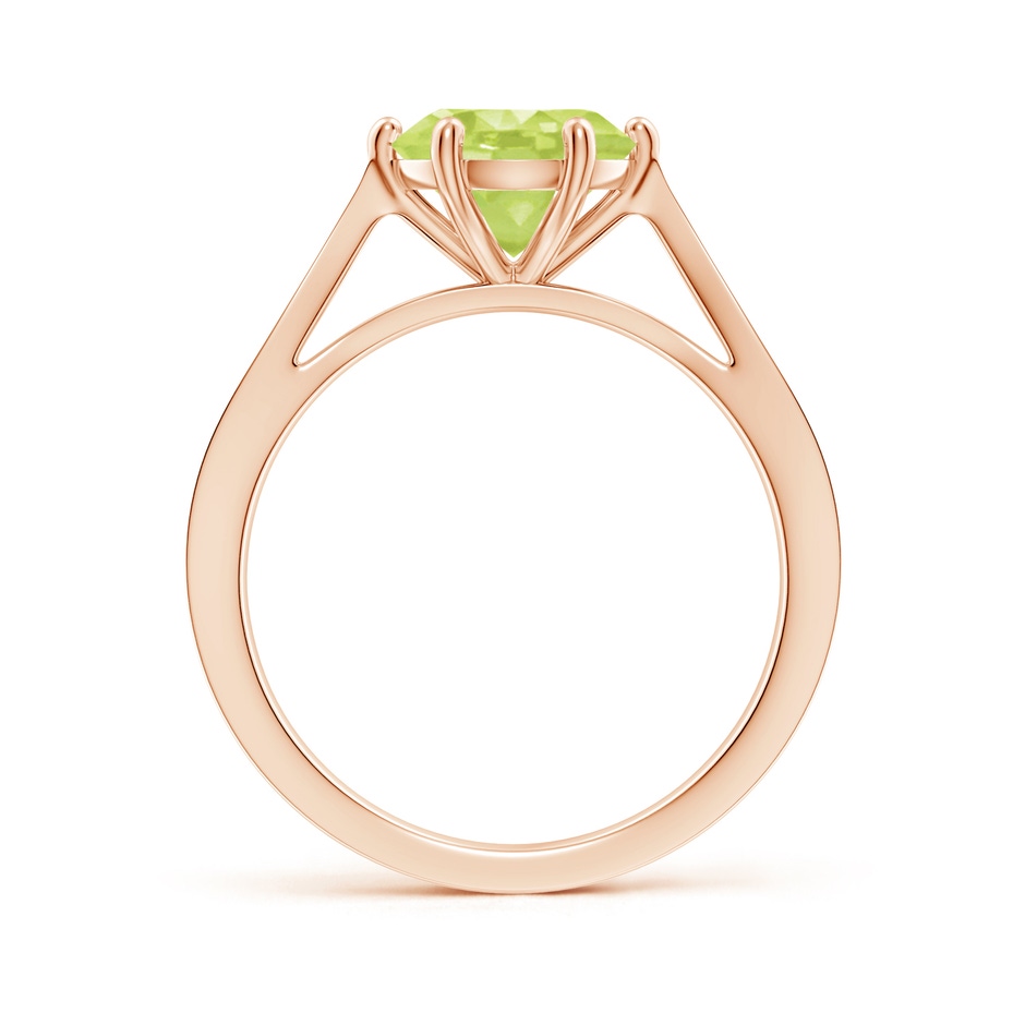 8mm A Tapered Shank Peridot Solitaire Ring with Diamonds in Rose Gold side-1