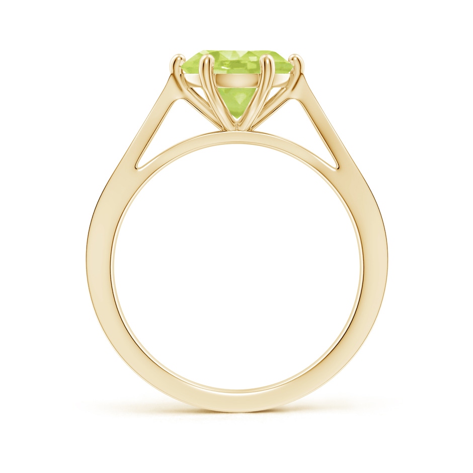 8mm A Tapered Shank Peridot Solitaire Ring with Diamonds in Yellow Gold side-1