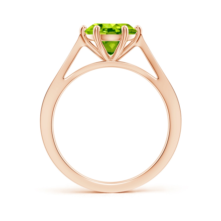 8mm AAA Tapered Shank Peridot Solitaire Ring with Diamonds in Rose Gold side-1