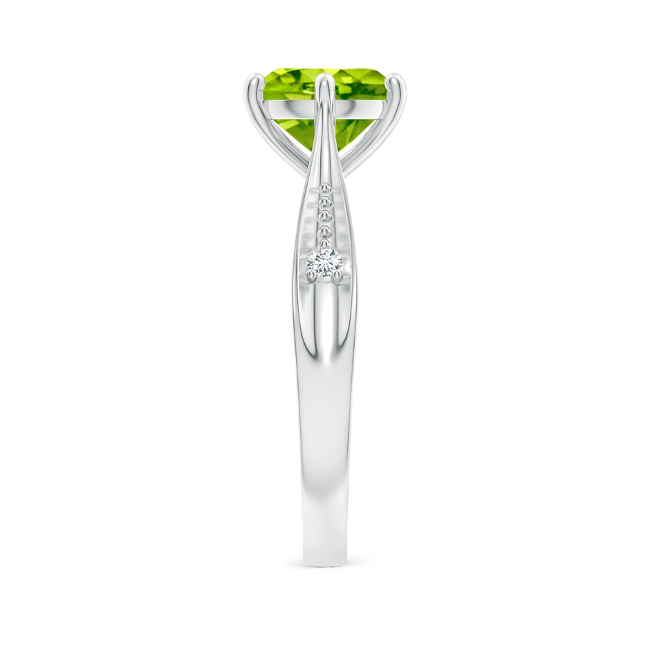 8mm AAA Tapered Shank Peridot Solitaire Ring with Diamonds in White Gold side-2