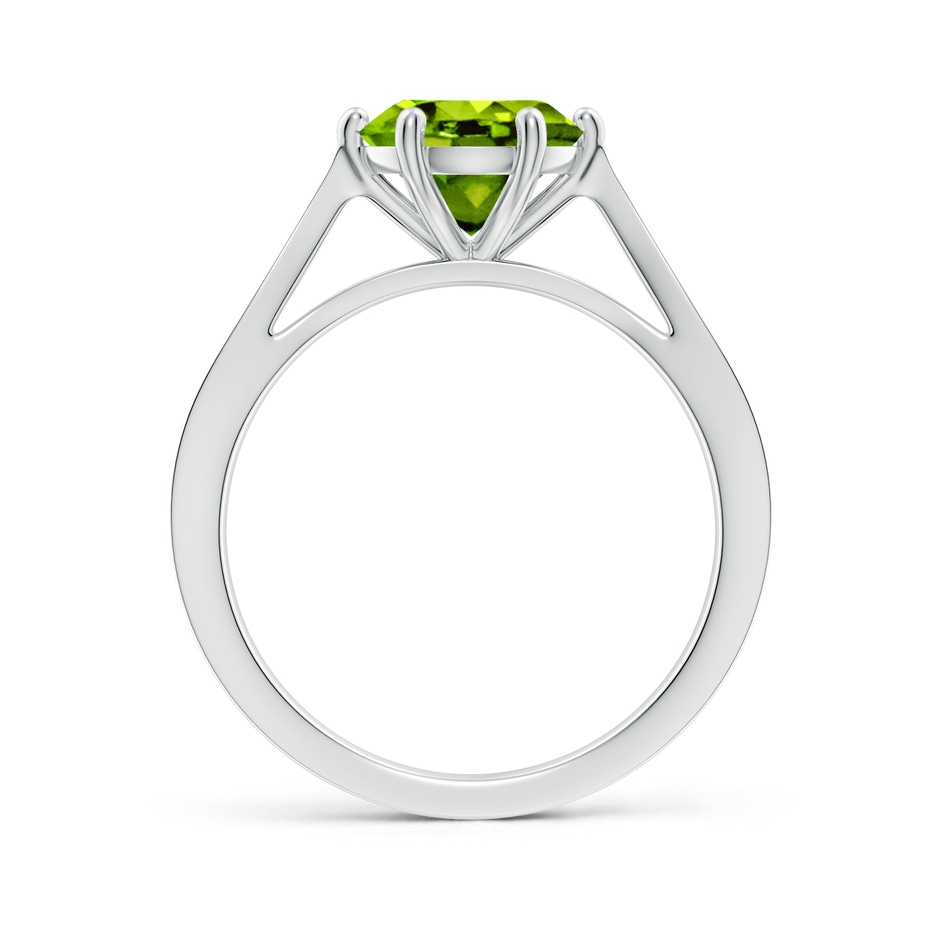 8mm AAAA Tapered Shank Peridot Solitaire Ring with Diamonds in White Gold side-1