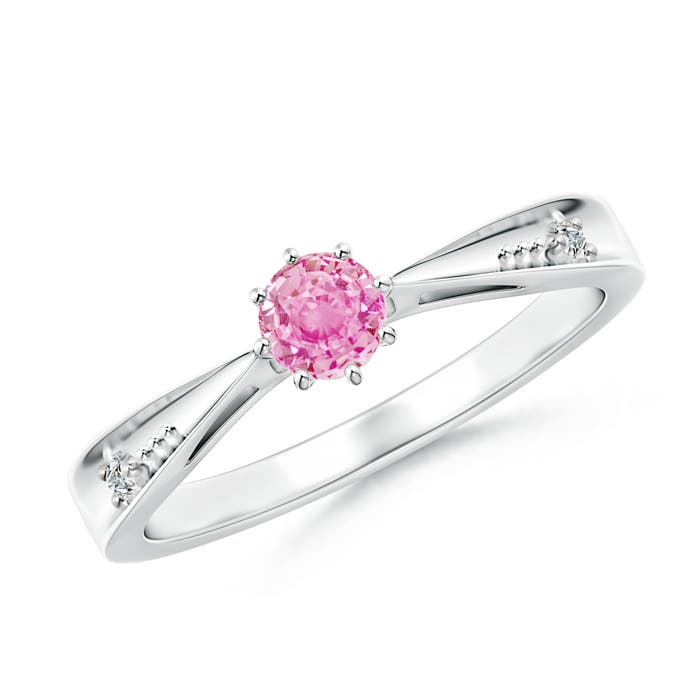 A - Pink Sapphire / 0.34 CT / 14 KT White Gold