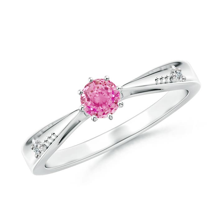 AA - Pink Sapphire / 0.34 CT / 14 KT White Gold