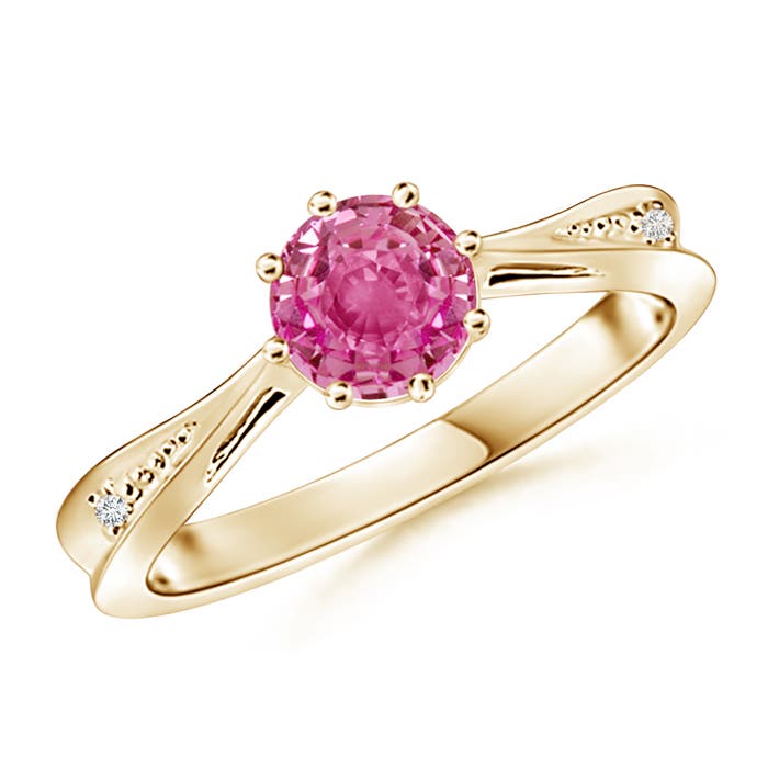 AAA - Pink Sapphire / 1.02 CT / 14 KT Yellow Gold