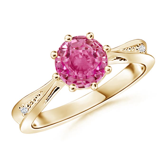 AAA - Pink Sapphire / 1.63 CT / 14 KT Yellow Gold