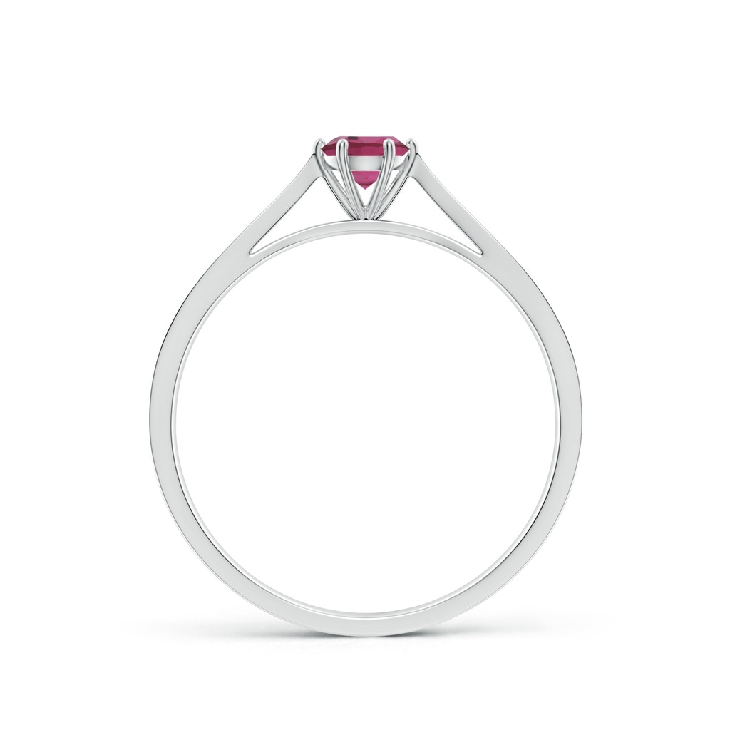 4mm AAAA Tapered Shank Pink Tourmaline Solitaire Ring with Diamonds in P950 Platinum Side-1