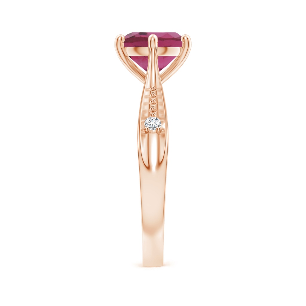 Tapered Shank Pink Tourmaline Solitaire Ring with Diamonds | Angara