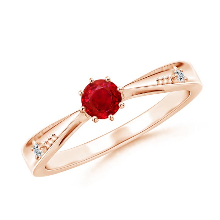 AAA - Ruby / 0.35 CT / 14 KT Rose Gold