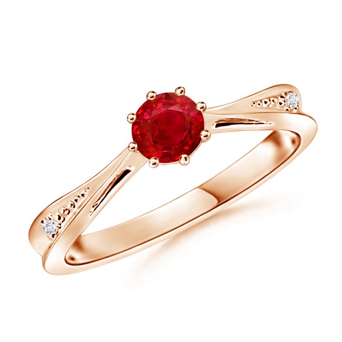 AAA - Ruby / 0.62 CT / 14 KT Rose Gold