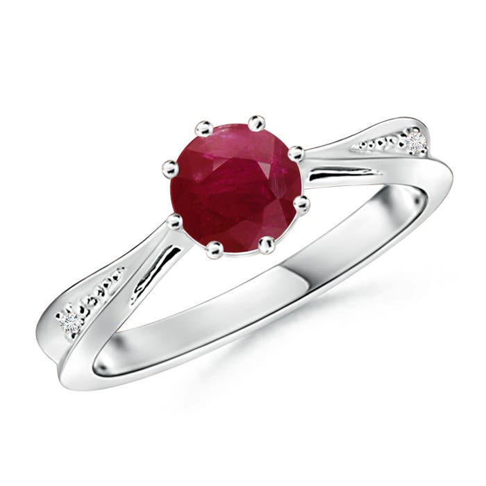 A - Ruby / 1.02 CT / 14 KT White Gold