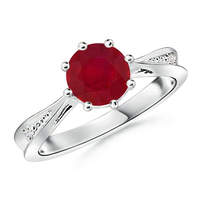 AA - Ruby / 1.43 CT / 14 KT White Gold