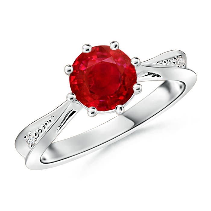 AAA - Ruby / 1.43 CT / 14 KT White Gold