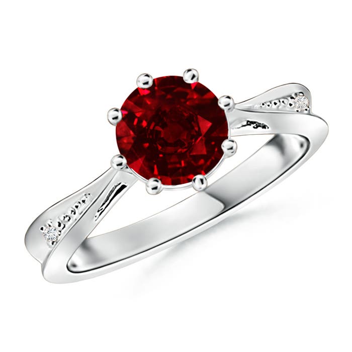 AAAA - Ruby / 1.43 CT / 14 KT White Gold