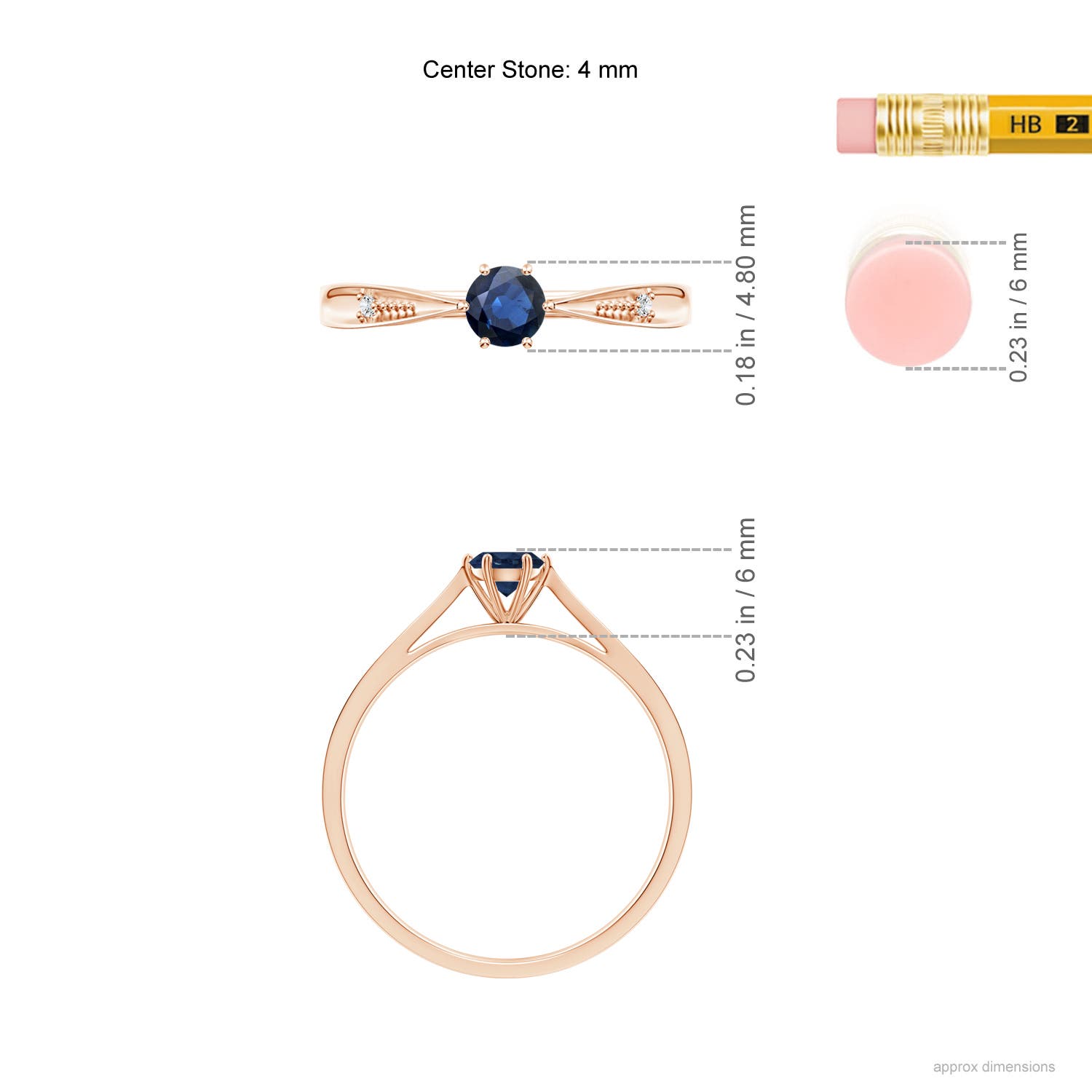 AA - Blue Sapphire / 0.34 CT / 14 KT Rose Gold