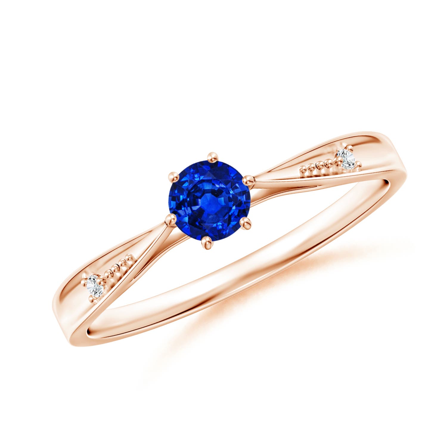 AAAA - Blue Sapphire / 0.34 CT / 14 KT Rose Gold