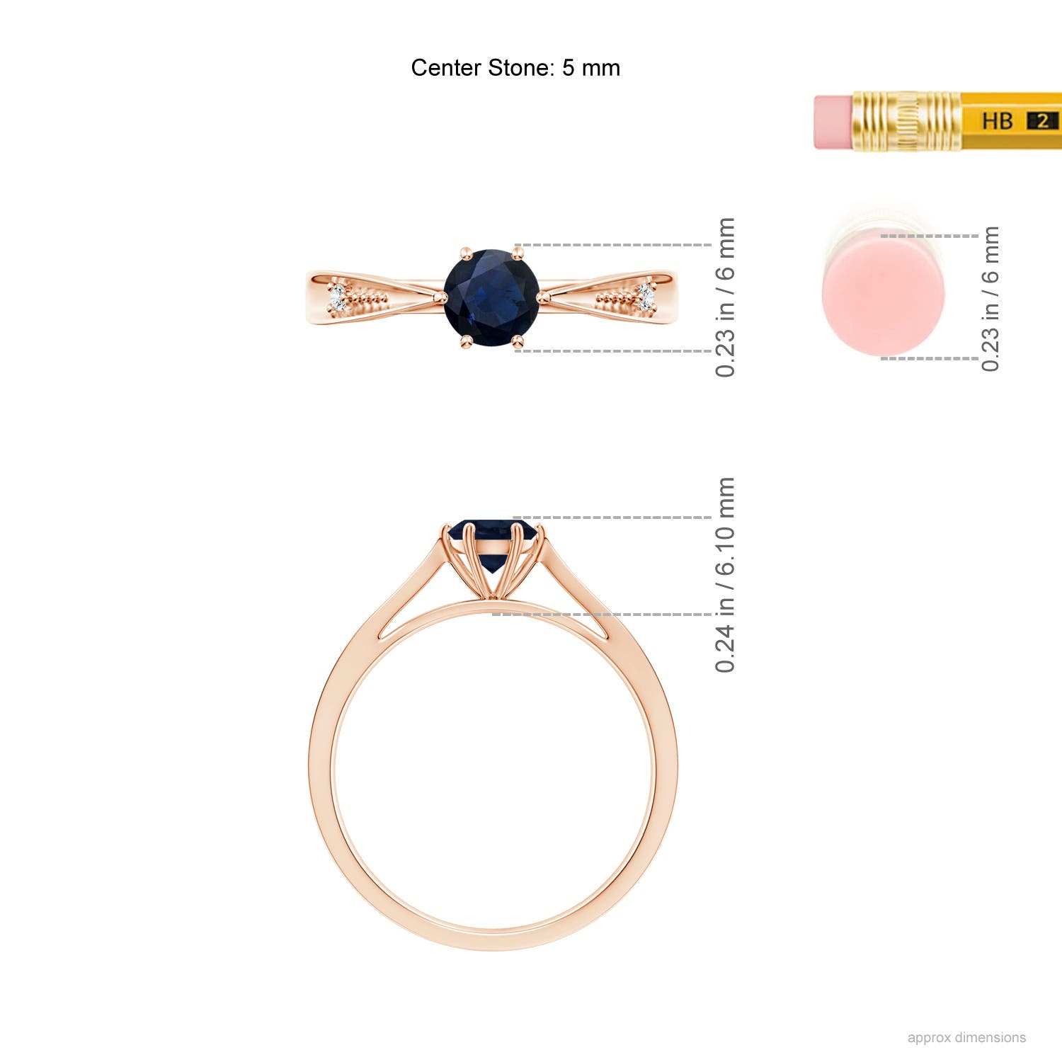 A - Blue Sapphire / 0.62 CT / 14 KT Rose Gold