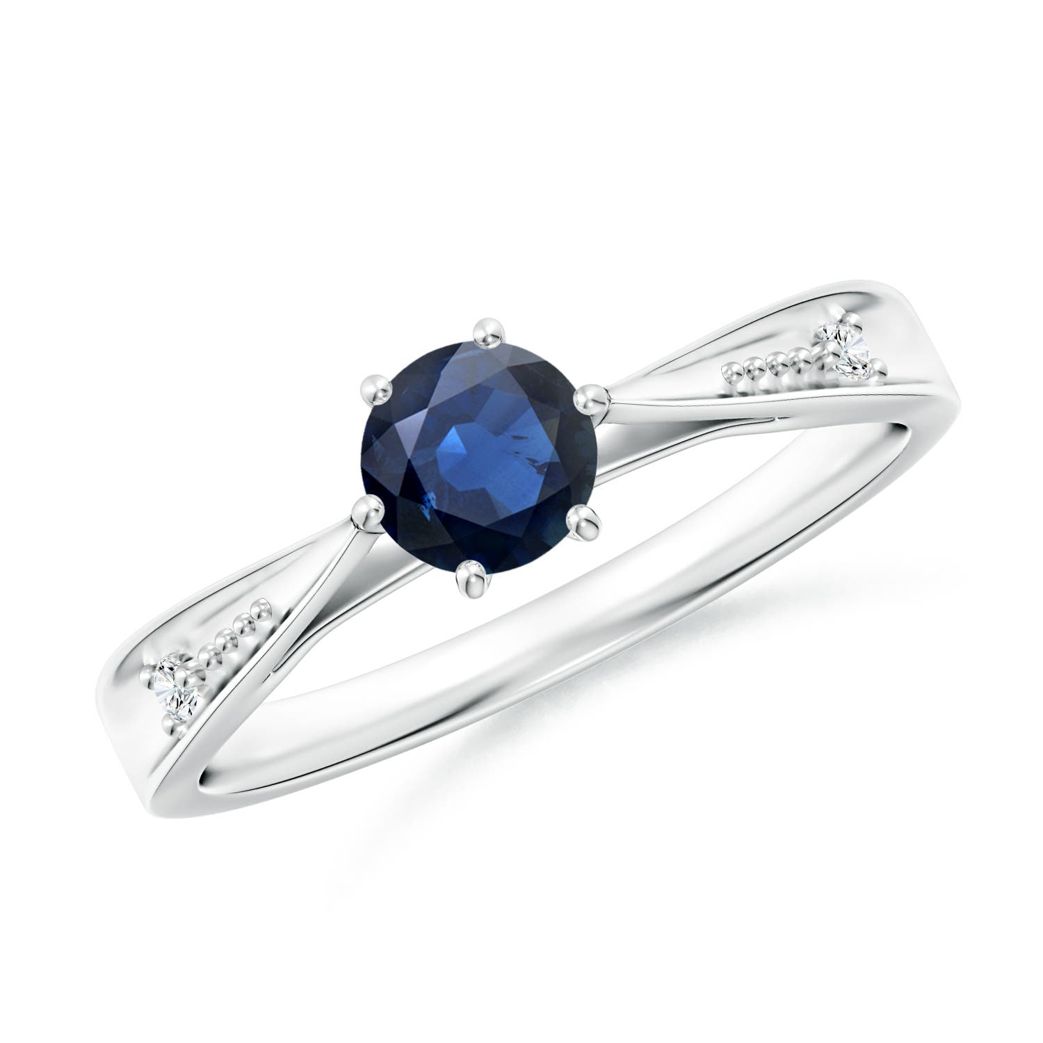 AA - Blue Sapphire / 0.62 CT / 14 KT White Gold