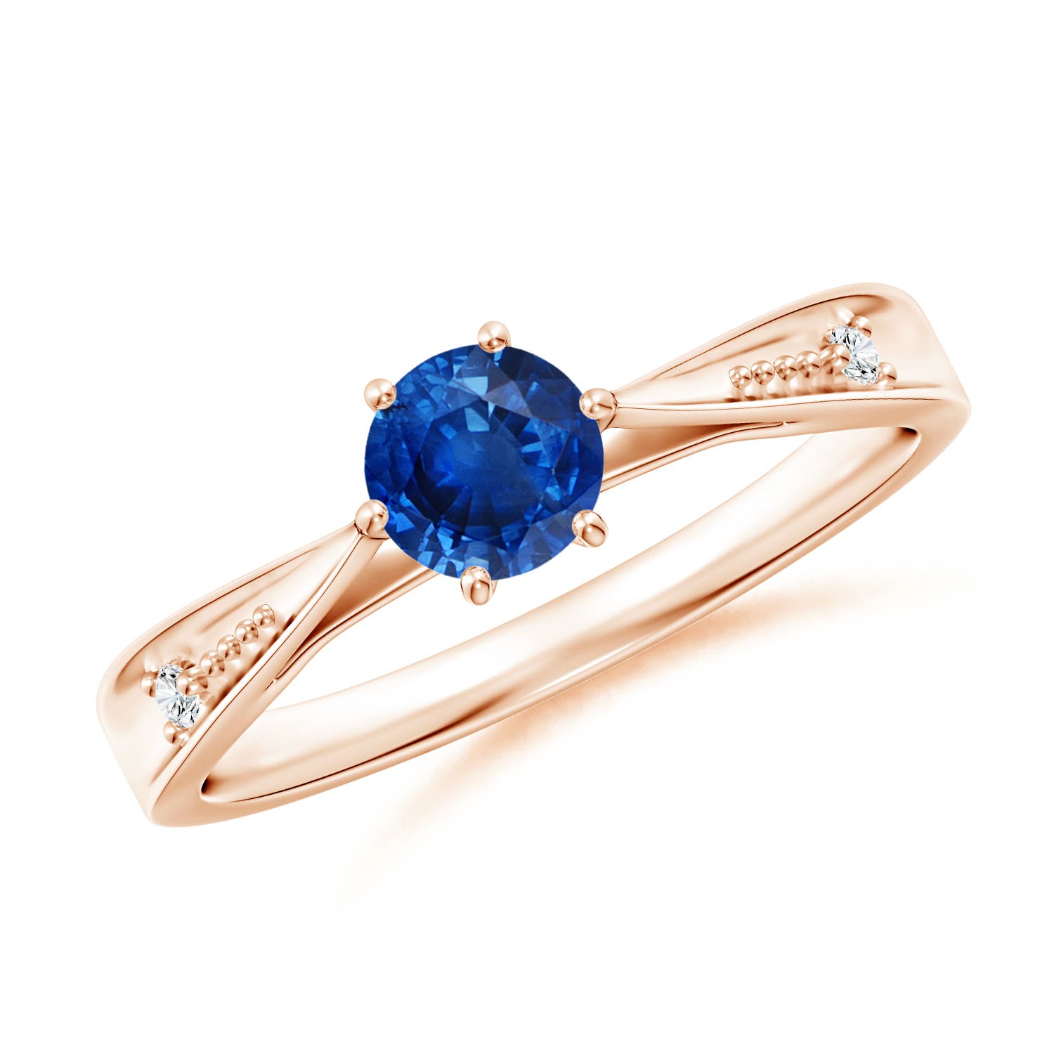 AAA - Blue Sapphire / 0.62 CT / 14 KT Rose Gold