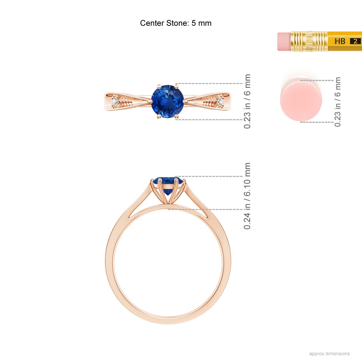 AAA - Blue Sapphire / 0.62 CT / 14 KT Rose Gold