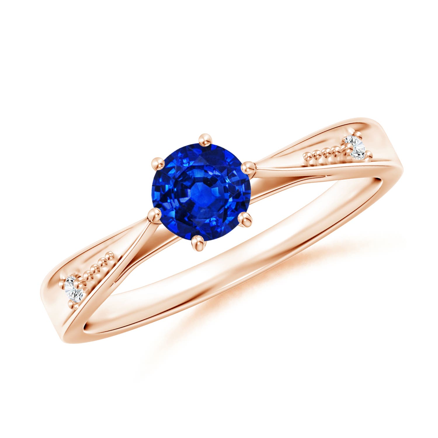 AAAA - Blue Sapphire / 0.62 CT / 14 KT Rose Gold