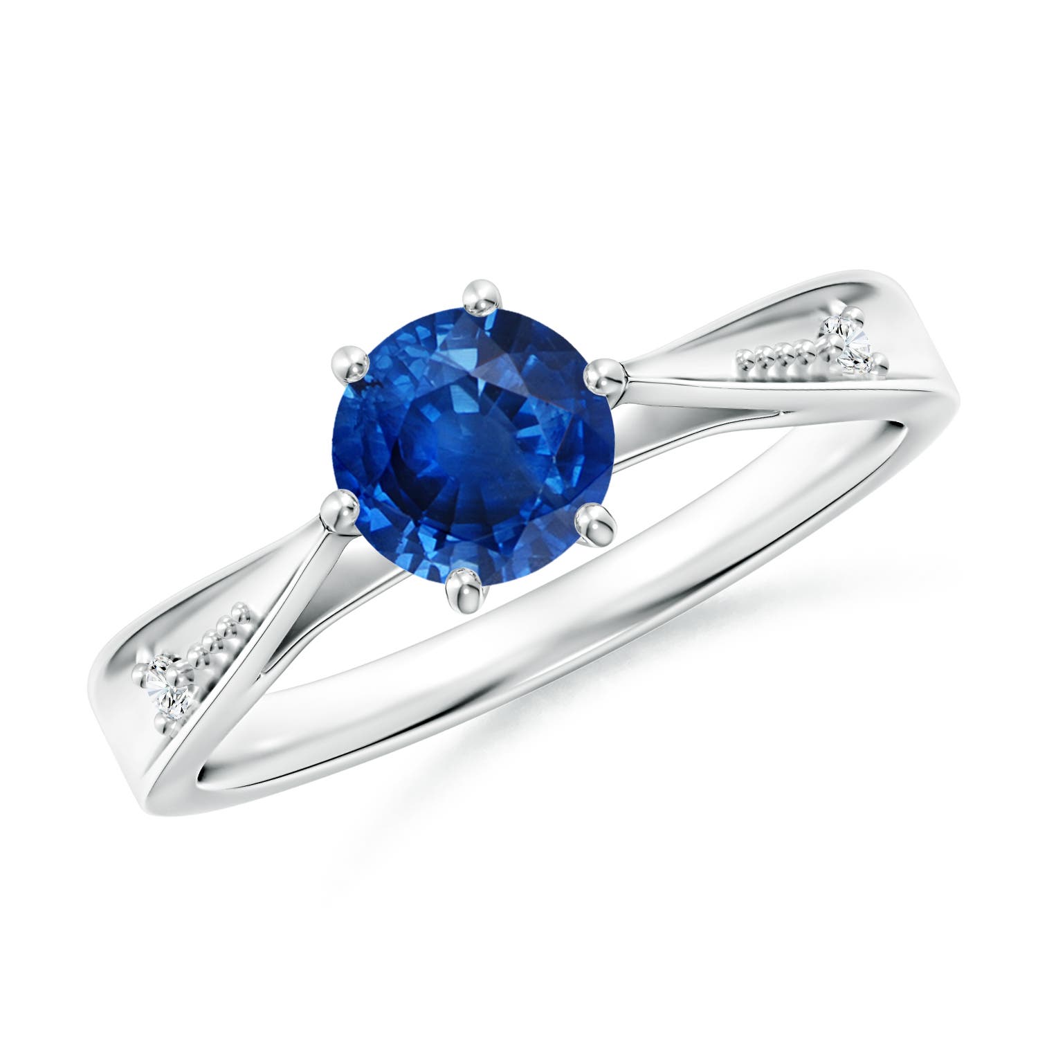 AAA - Blue Sapphire / 1.02 CT / 14 KT White Gold