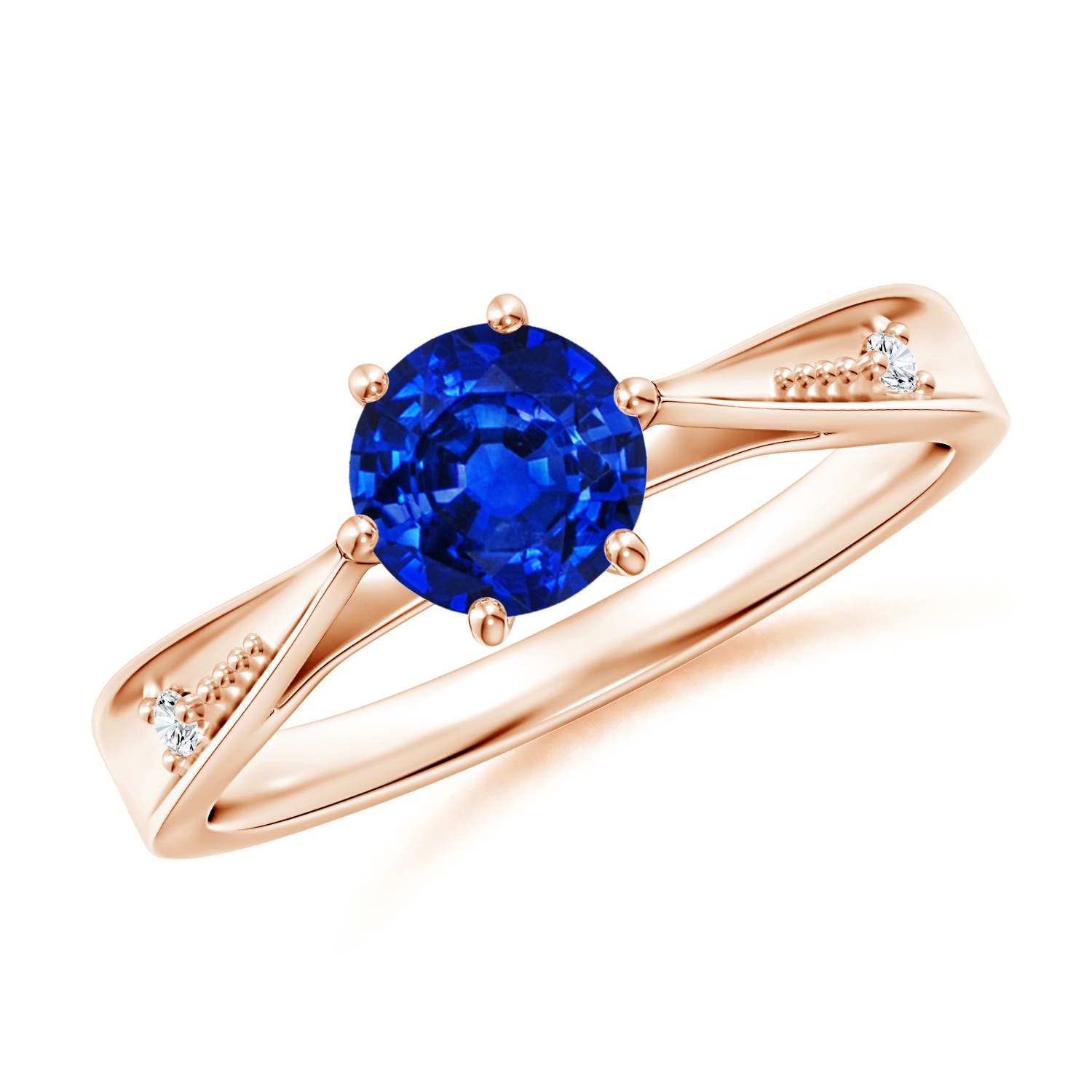 AAAA - Blue Sapphire / 1.02 CT / 14 KT Rose Gold