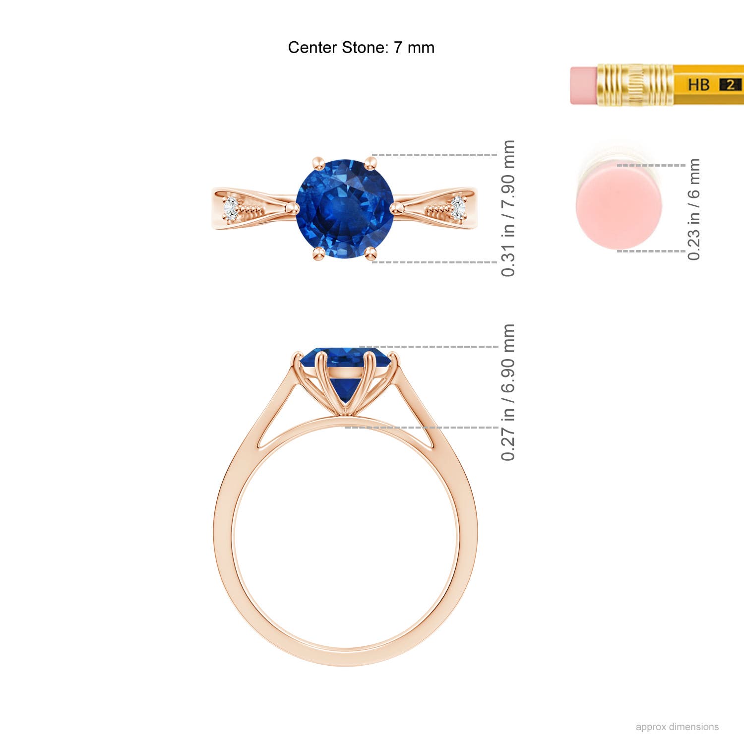 AAA - Blue Sapphire / 1.63 CT / 14 KT Rose Gold