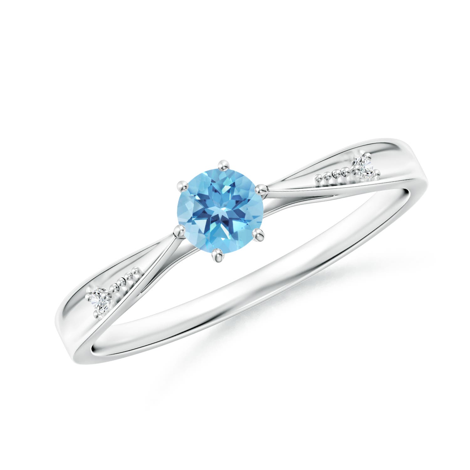 A - Swiss Blue Topaz / 0.33 CT / 14 KT White Gold