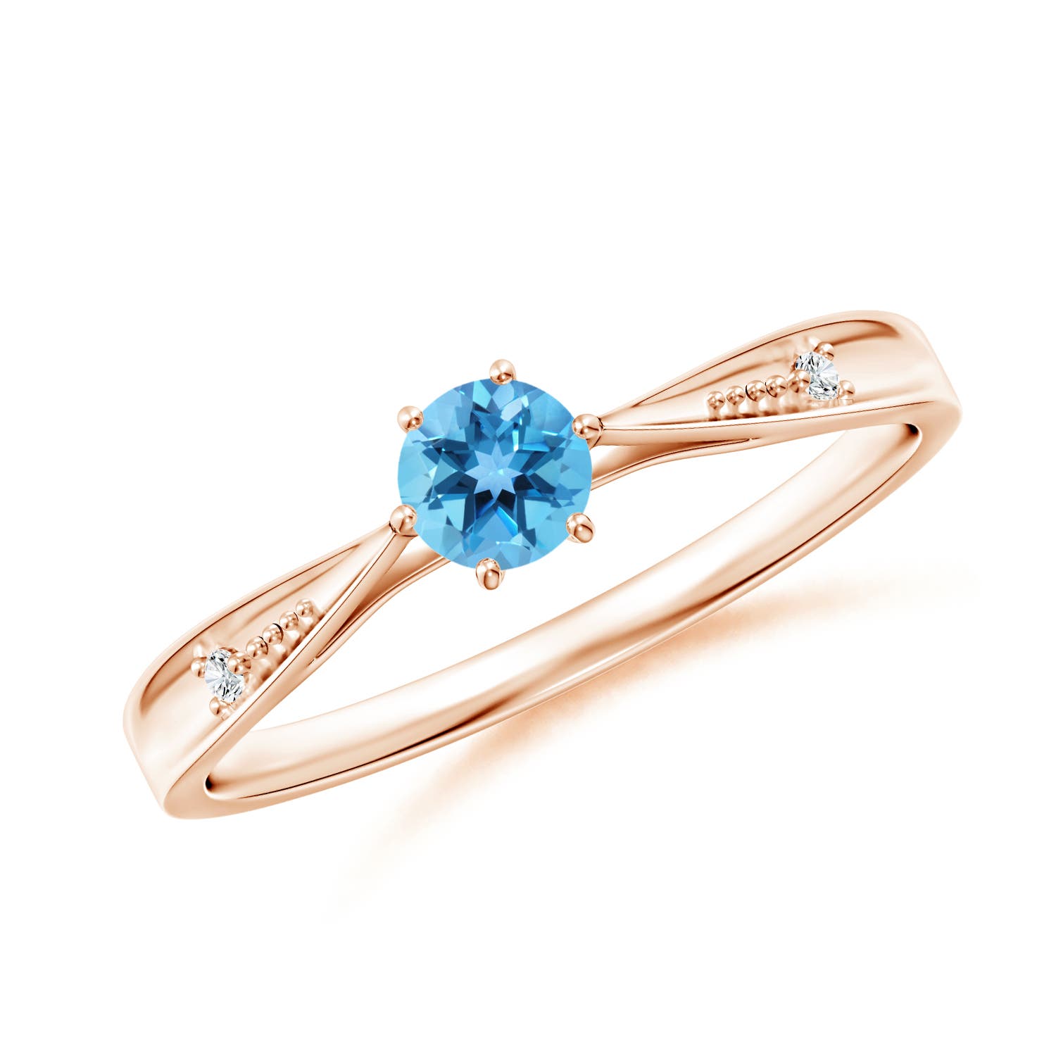 AA - Swiss Blue Topaz / 0.33 CT / 14 KT Rose Gold