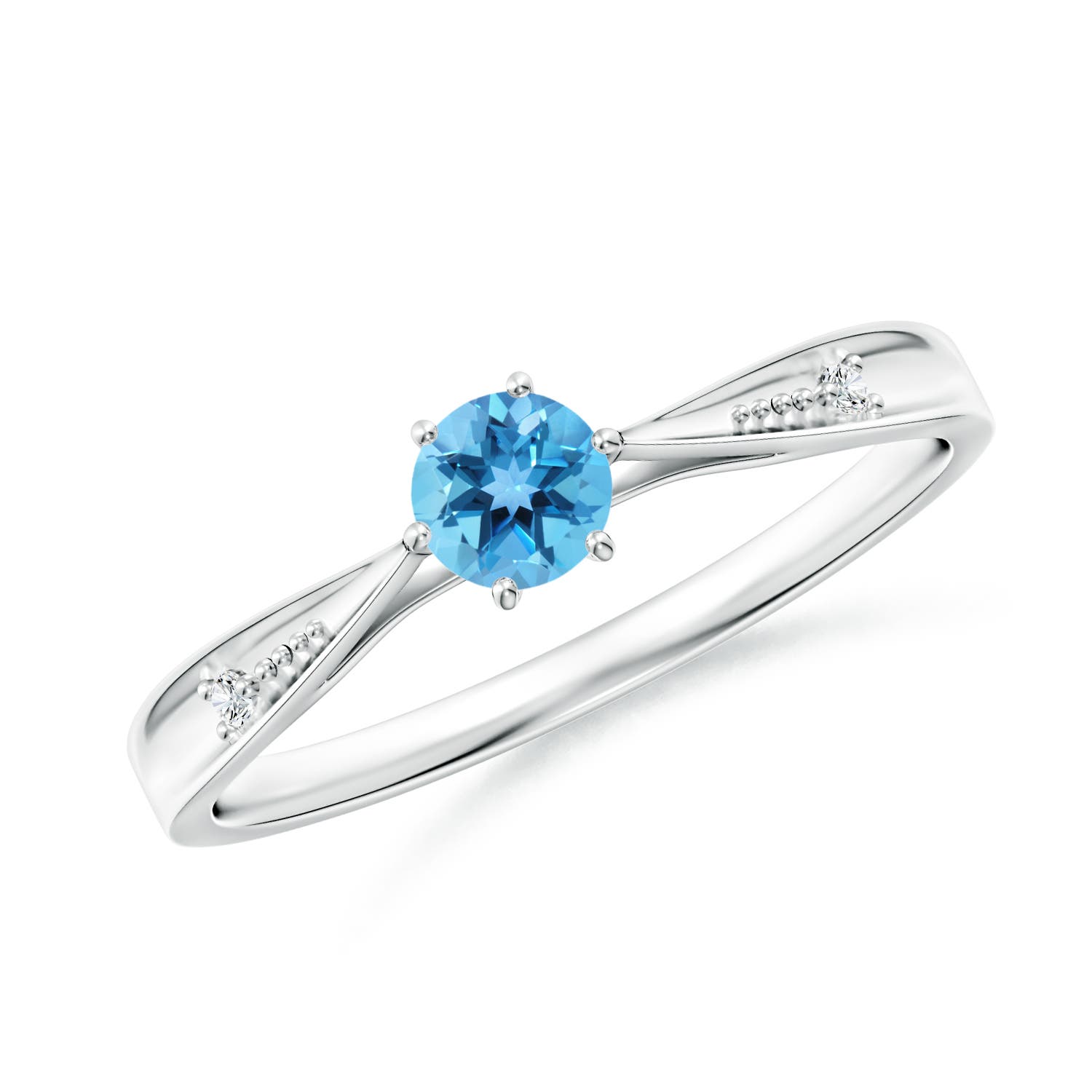 AA - Swiss Blue Topaz / 0.33 CT / 14 KT White Gold