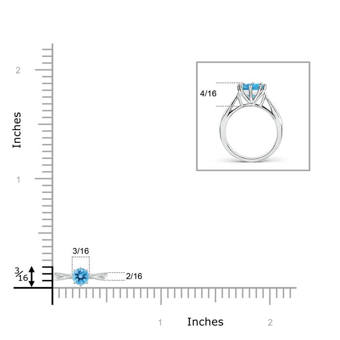 AA - Swiss Blue Topaz / 0.33 CT / 14 KT White Gold