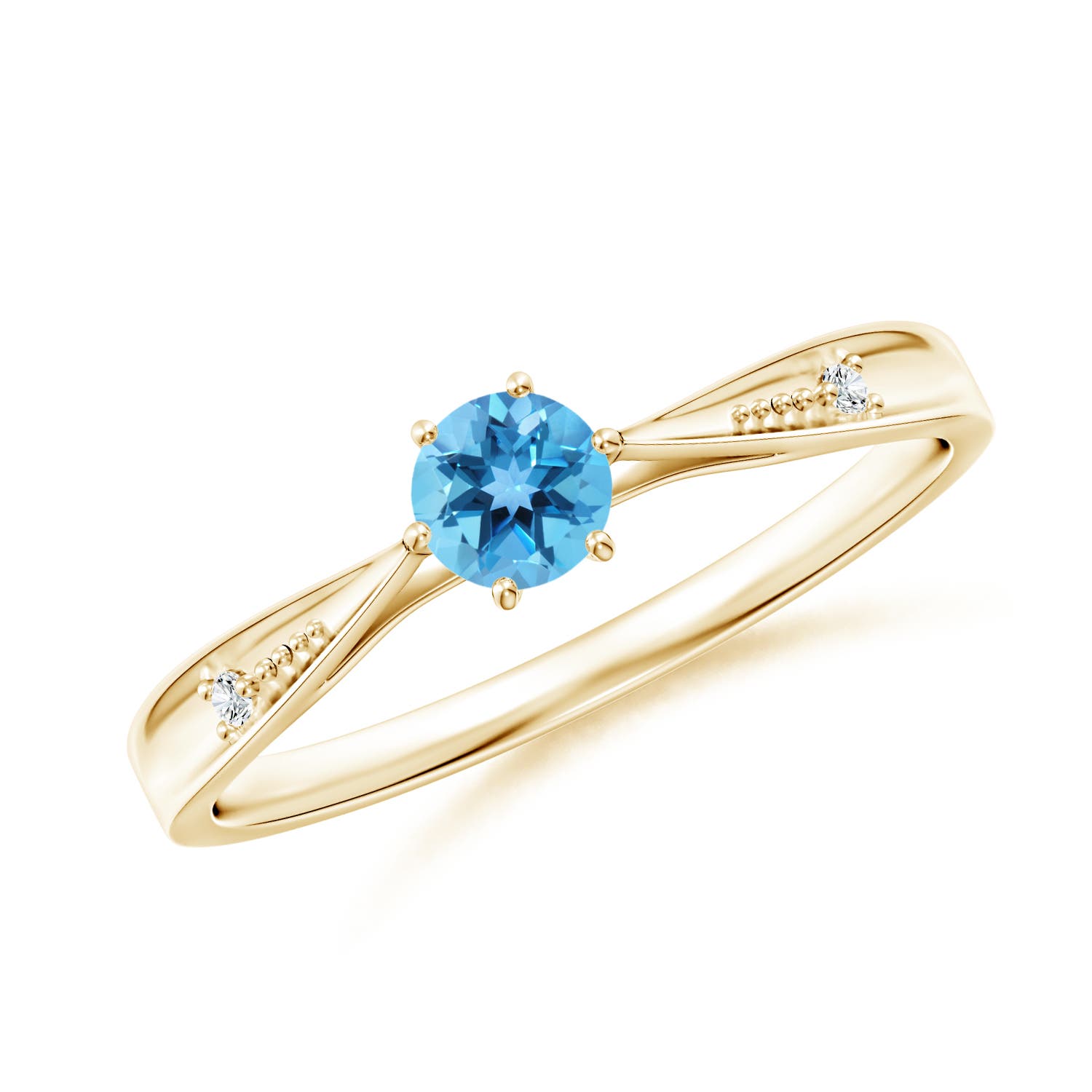 AA - Swiss Blue Topaz / 0.33 CT / 14 KT Yellow Gold