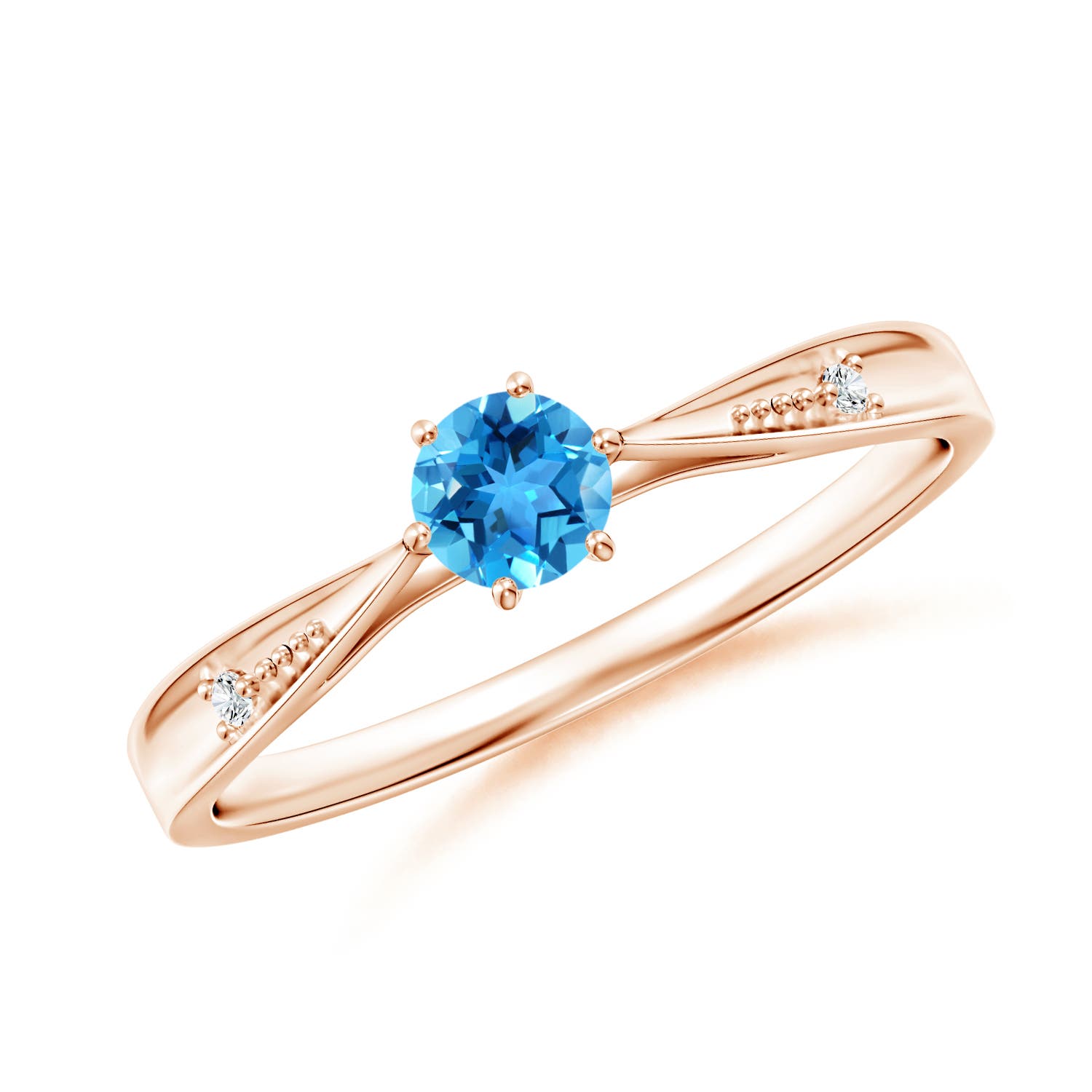 AAA - Swiss Blue Topaz / 0.33 CT / 14 KT Rose Gold