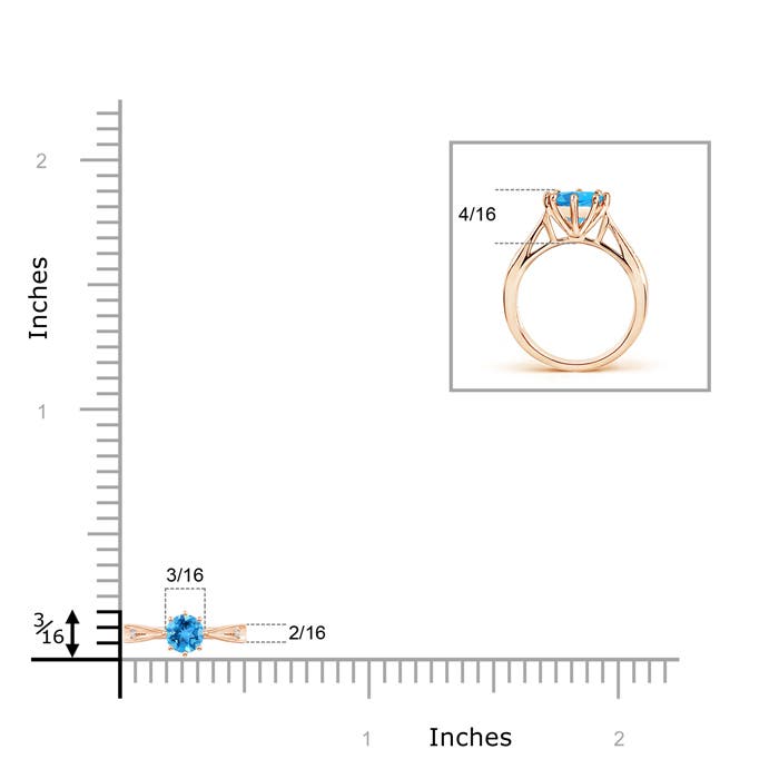 AAA - Swiss Blue Topaz / 0.33 CT / 14 KT Rose Gold