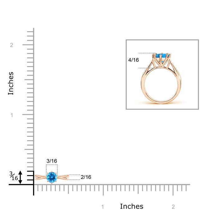 AAAA - Swiss Blue Topaz / 0.33 CT / 14 KT Rose Gold