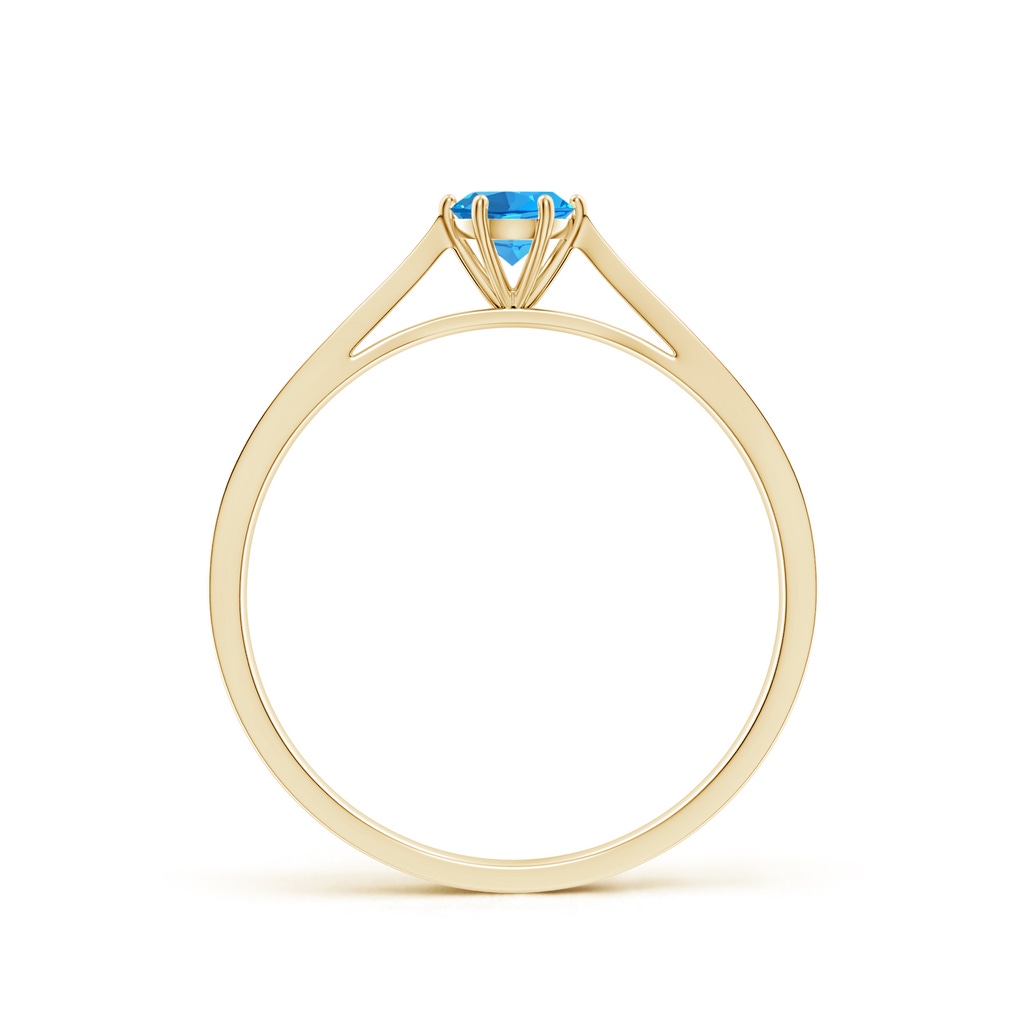 4mm AAAA Tapered Shank Swiss Blue Topaz Solitaire Ring with Diamonds in Yellow Gold Side 199