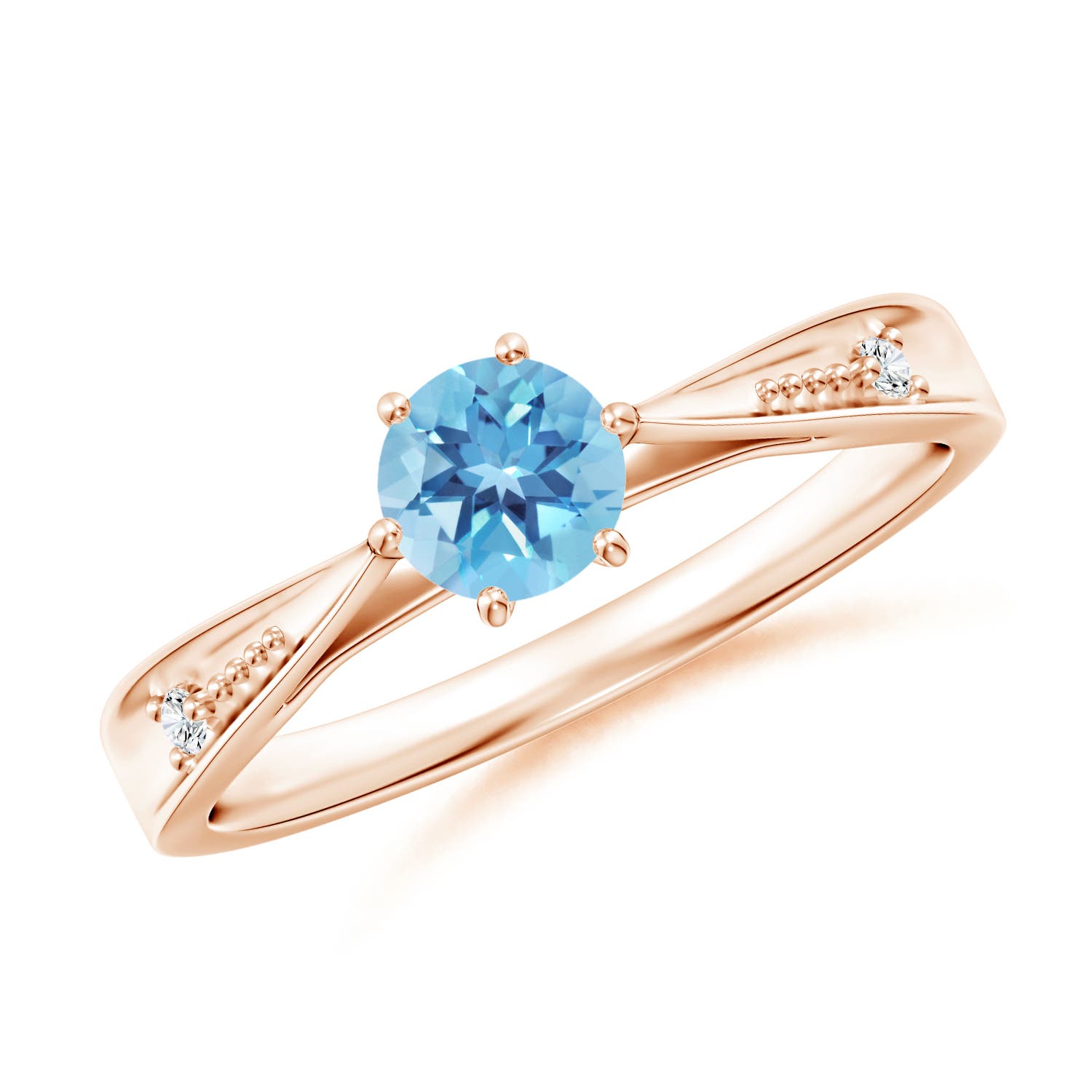 A - Swiss Blue Topaz / 0.62 CT / 14 KT Rose Gold