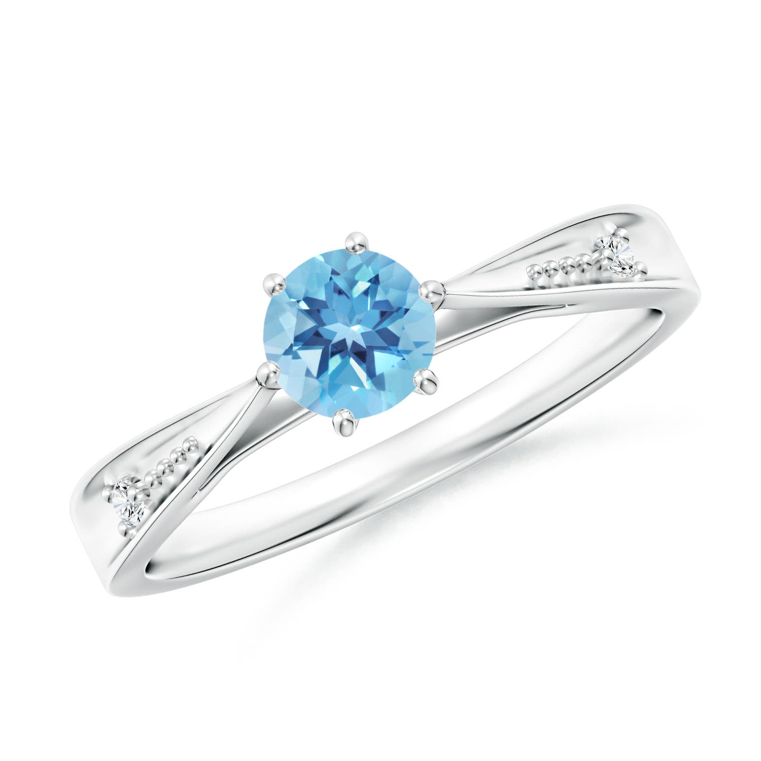 A - Swiss Blue Topaz / 0.62 CT / 14 KT White Gold