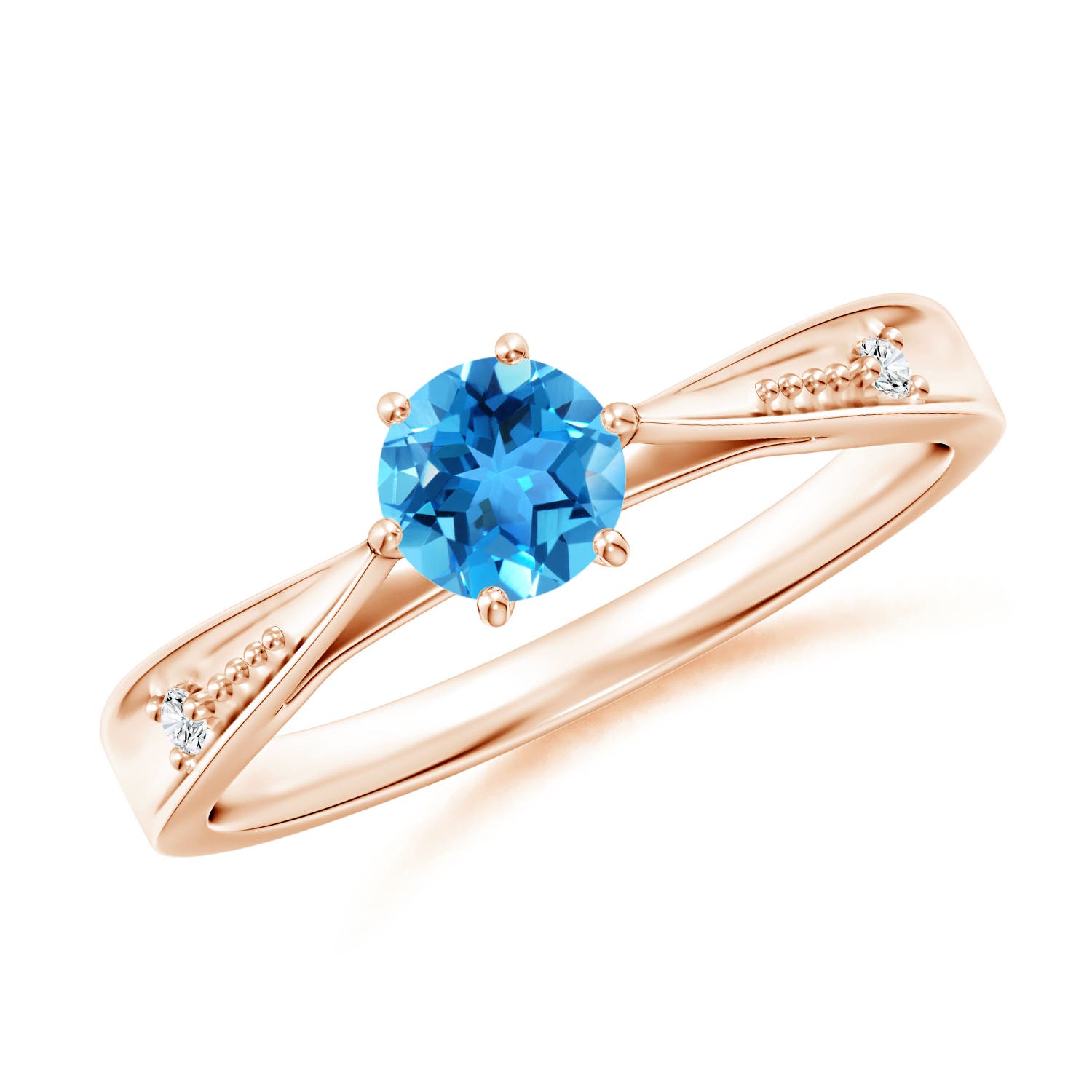 AAA - Swiss Blue Topaz / 0.62 CT / 14 KT Rose Gold