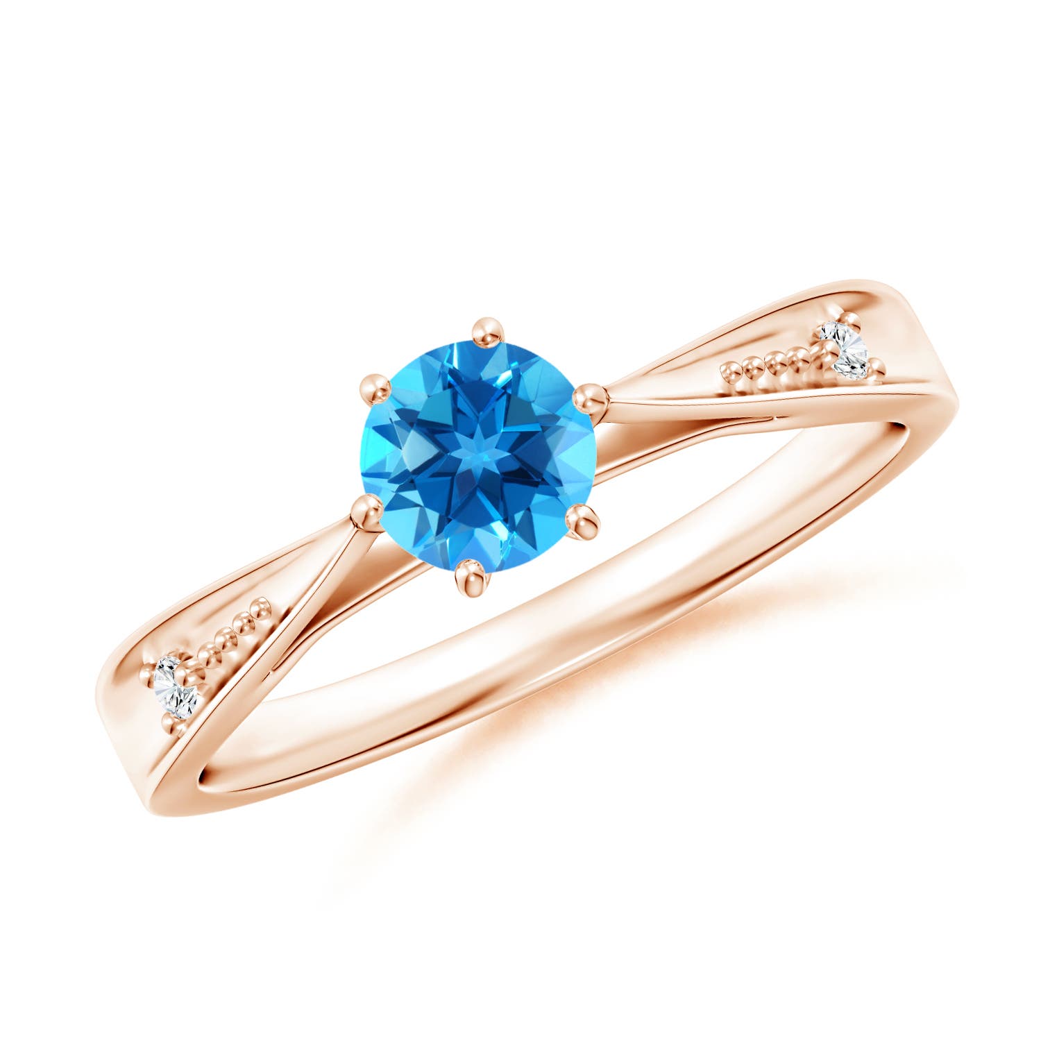 AAAA - Swiss Blue Topaz / 0.62 CT / 14 KT Rose Gold