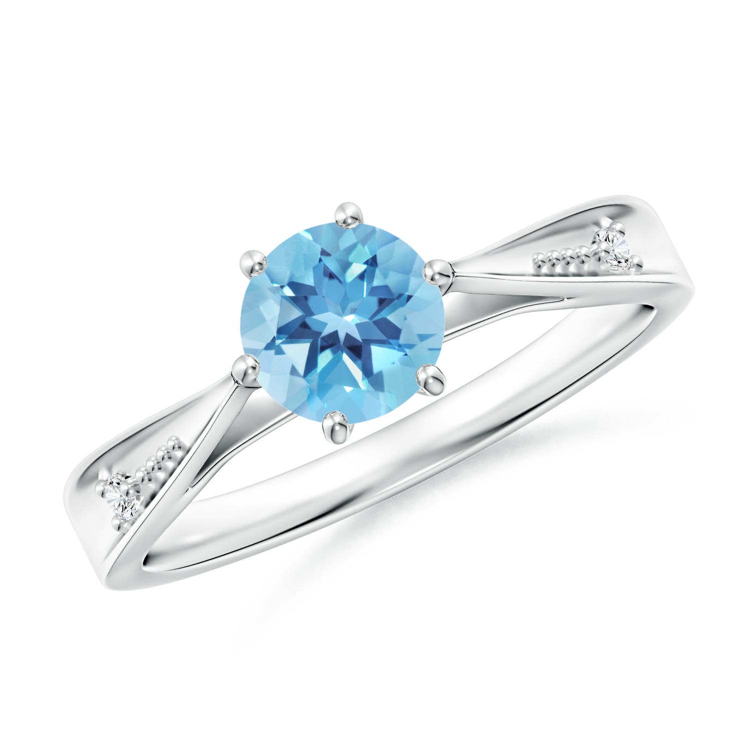 A - Swiss Blue Topaz / 0.97 CT / 14 KT White Gold