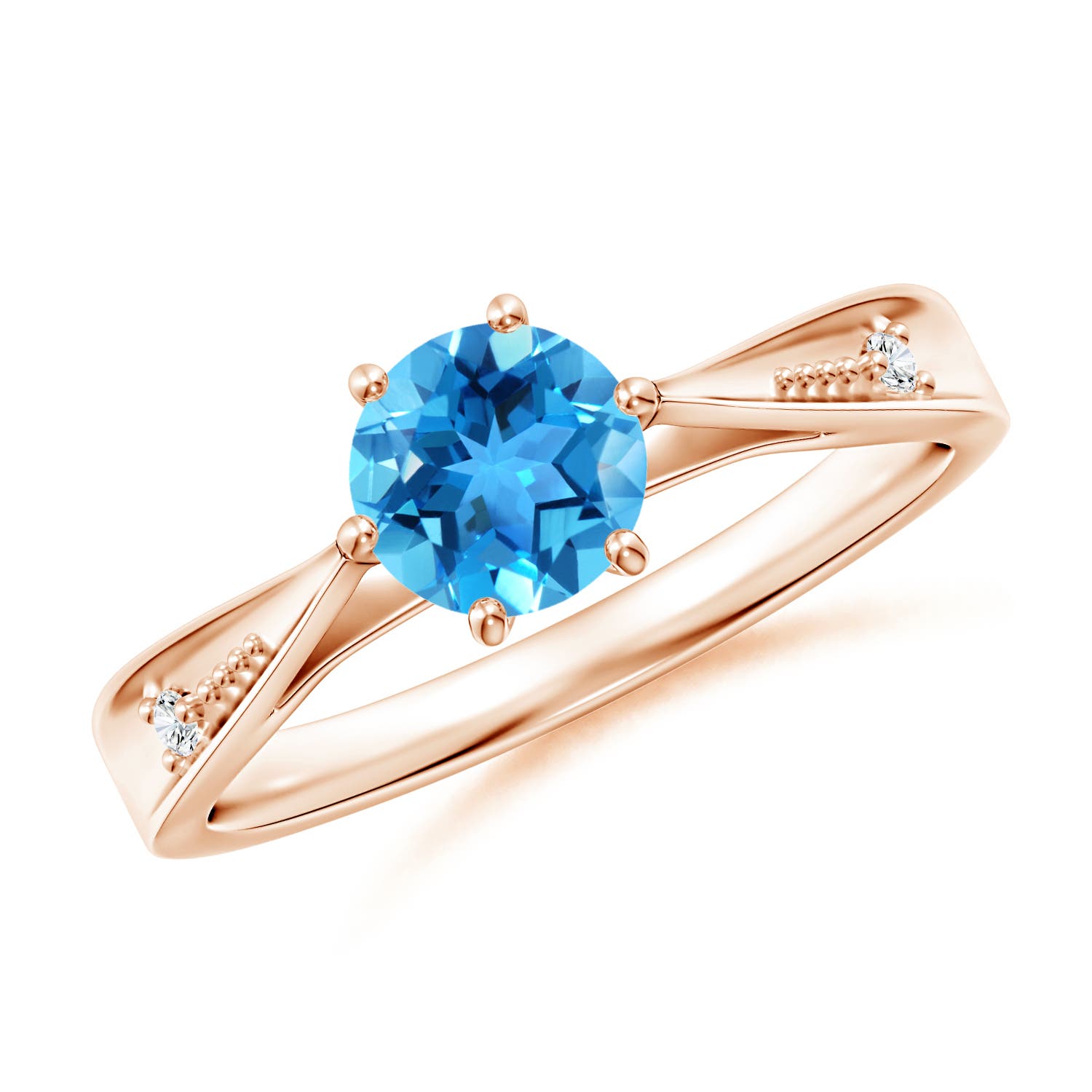 AAA - Swiss Blue Topaz / 0.97 CT / 14 KT Rose Gold