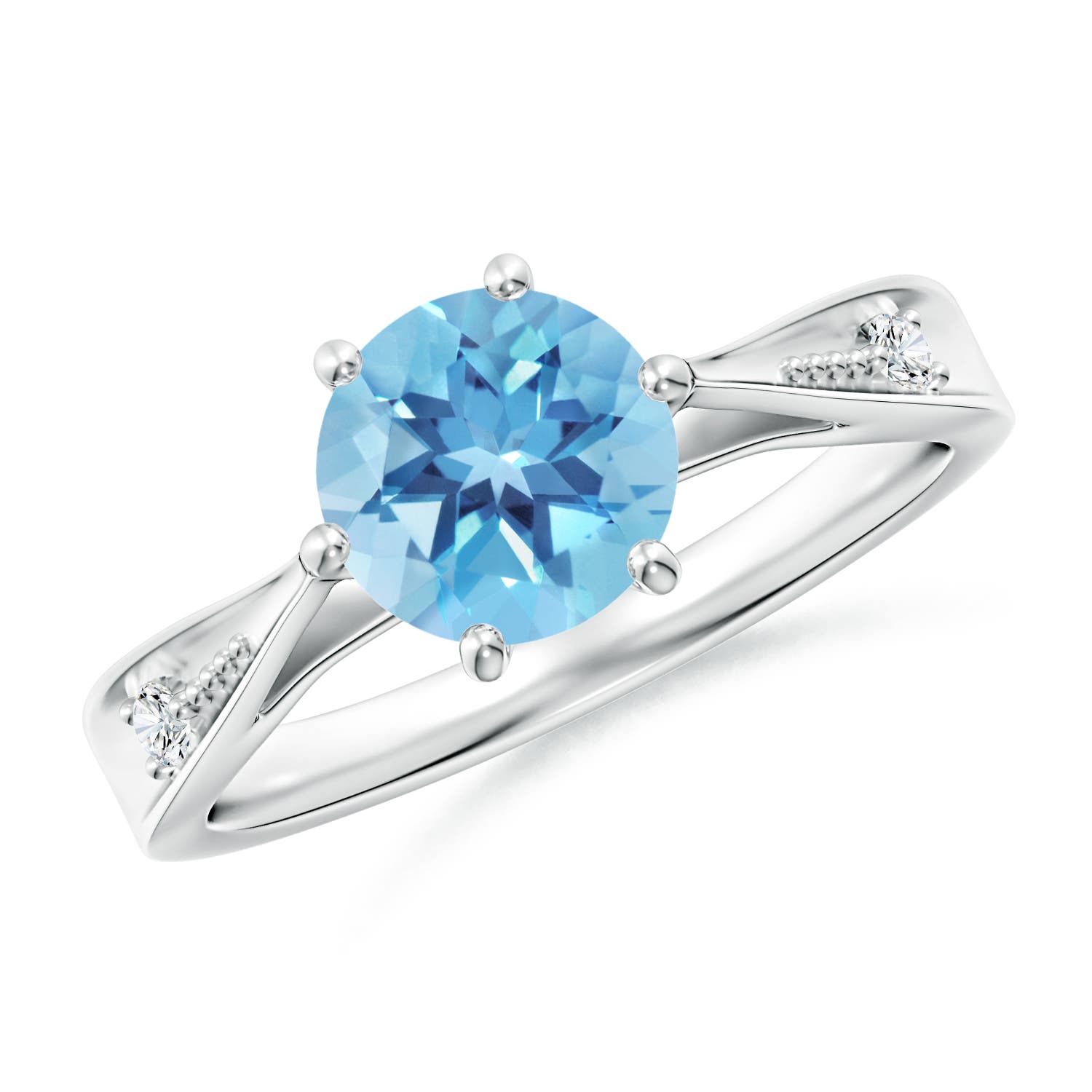 A - Swiss Blue Topaz / 1.58 CT / 14 KT White Gold