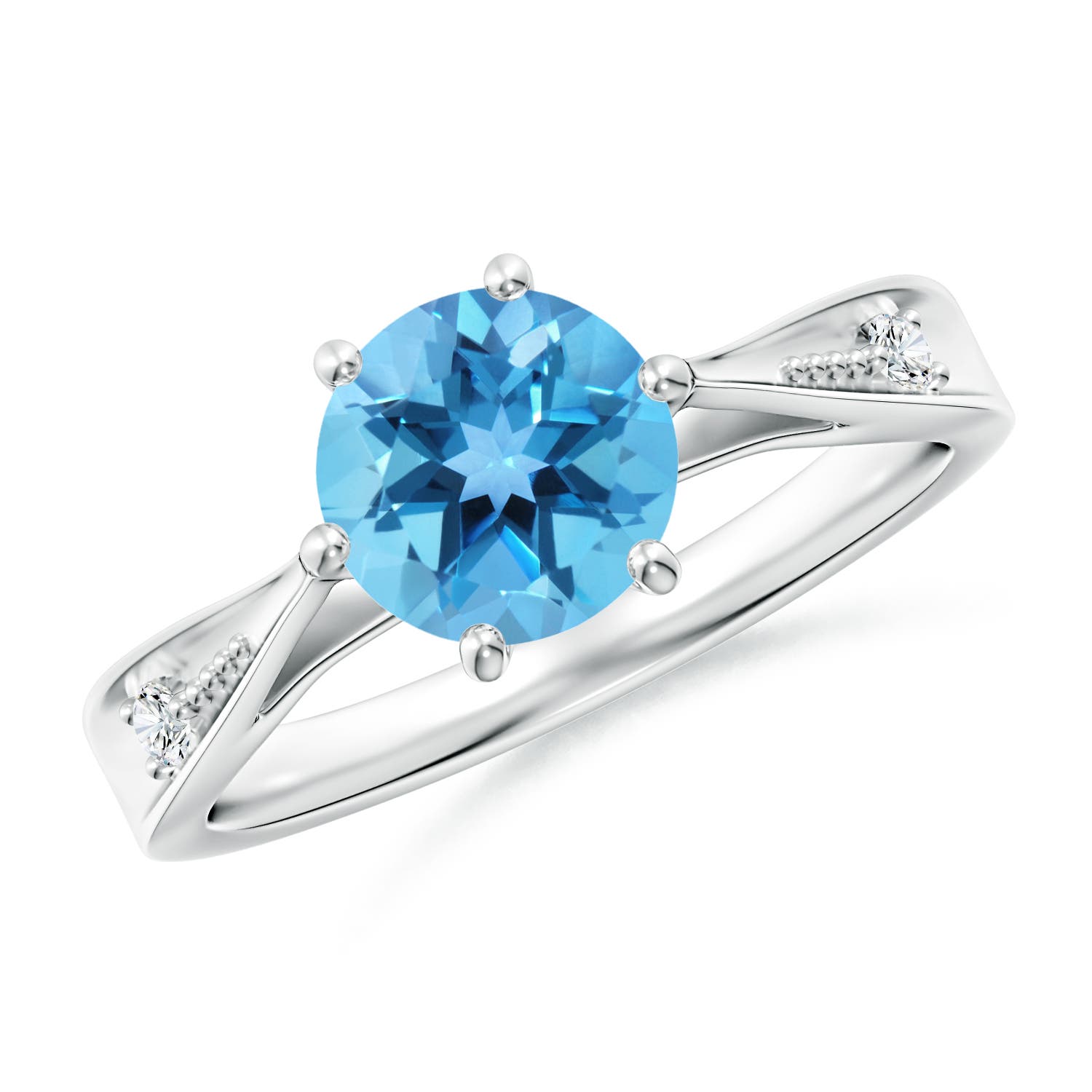 AA - Swiss Blue Topaz / 1.58 CT / 14 KT White Gold