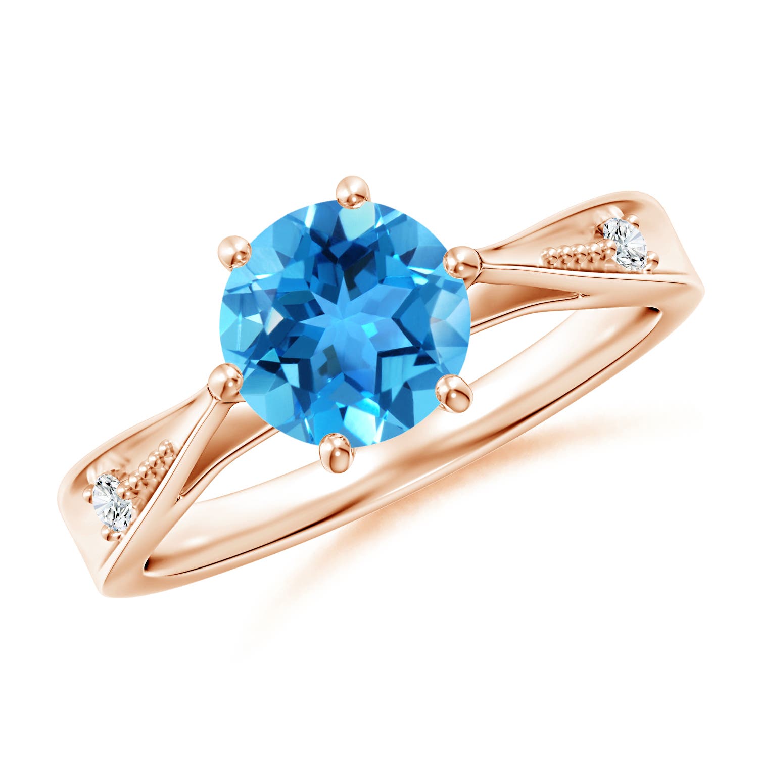 AAA - Swiss Blue Topaz / 1.58 CT / 14 KT Rose Gold