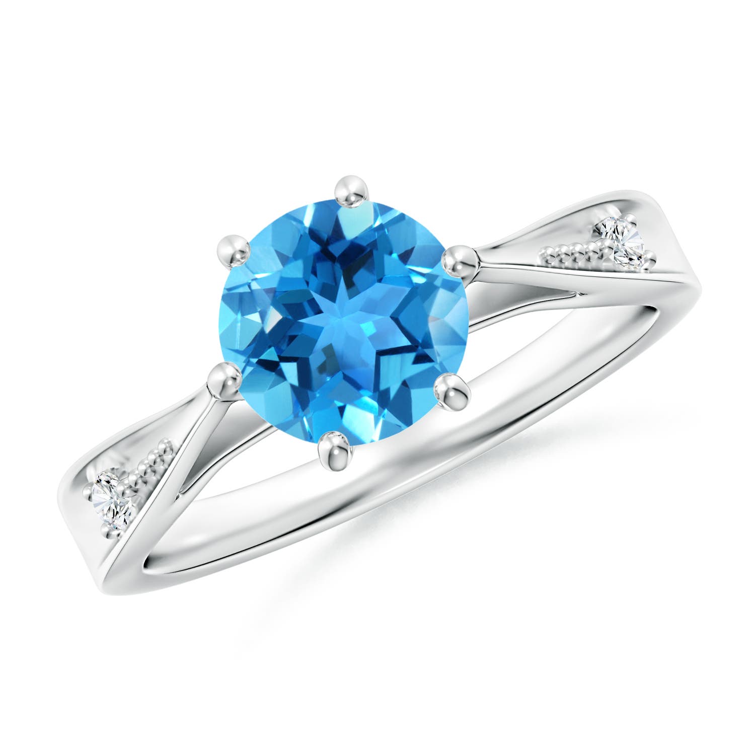 AAA - Swiss Blue Topaz / 1.58 CT / 14 KT White Gold