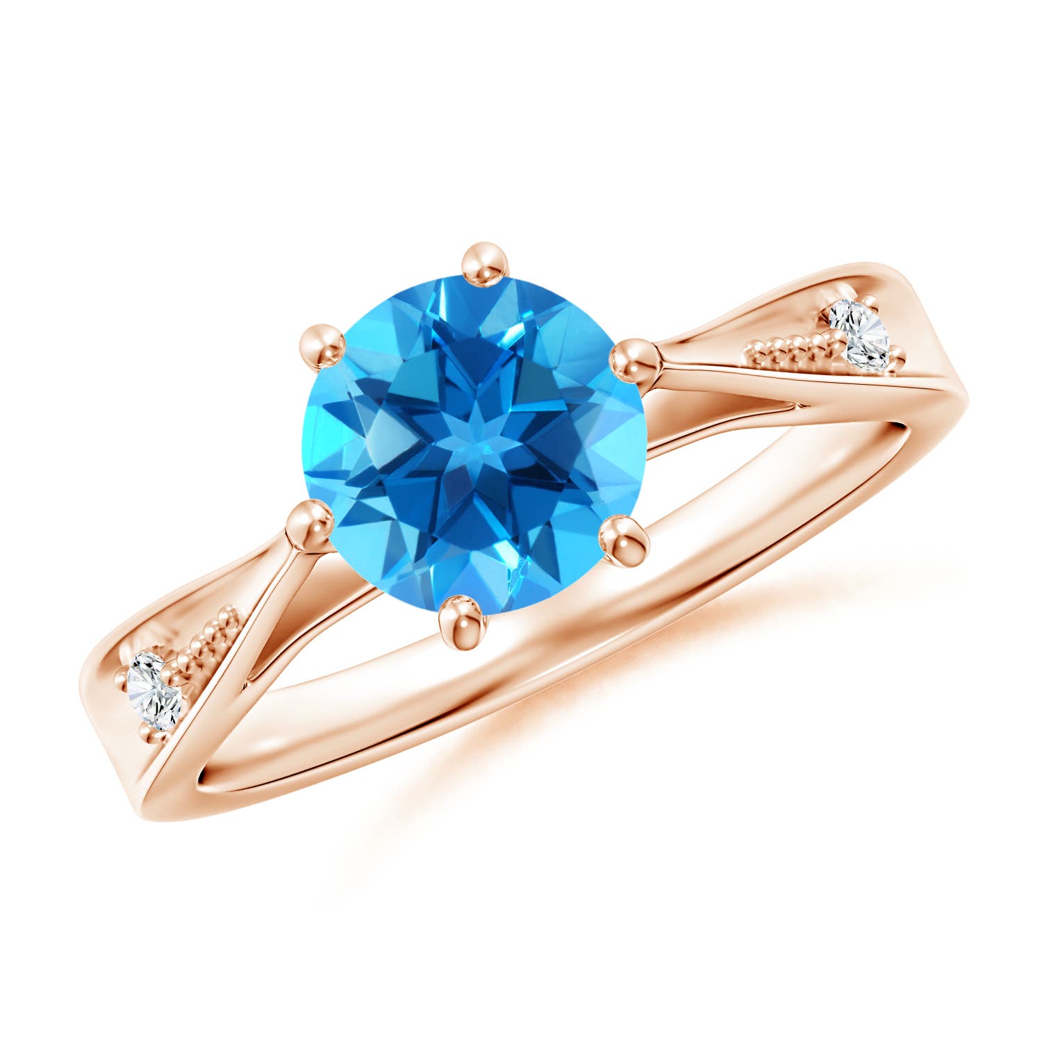 AAAA - Swiss Blue Topaz / 1.58 CT / 14 KT Rose Gold